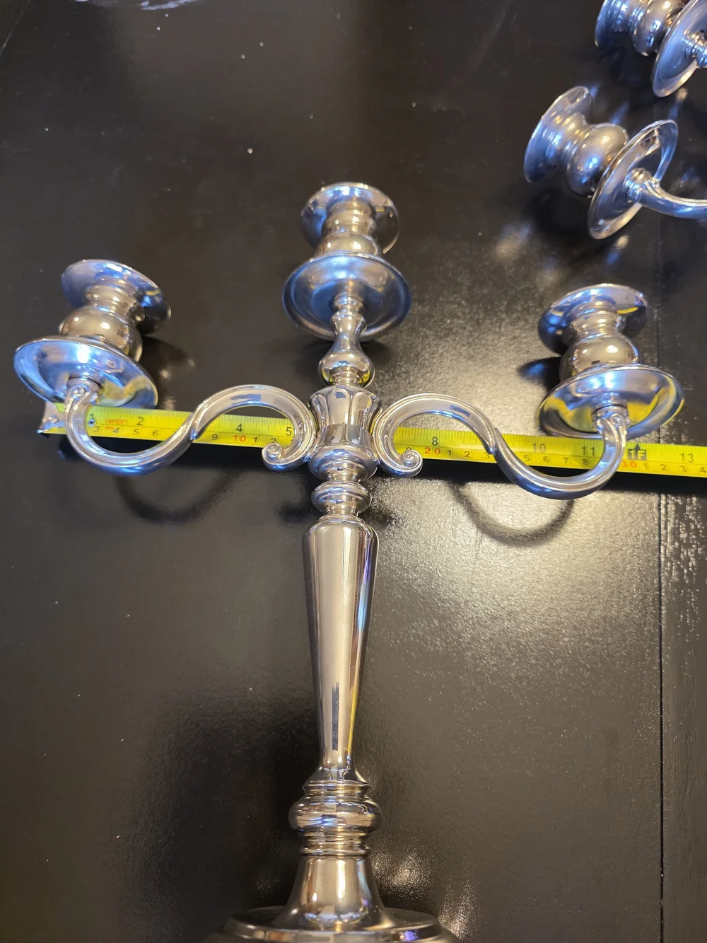 Source Unknown Silver Three-Arm Candelabra Pair
